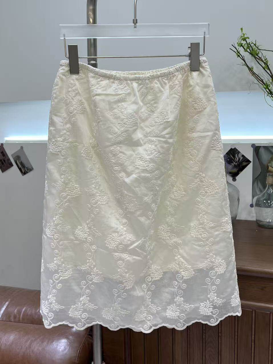 Embroidery Skirt - Korean Style plus Size Embroidered Casual