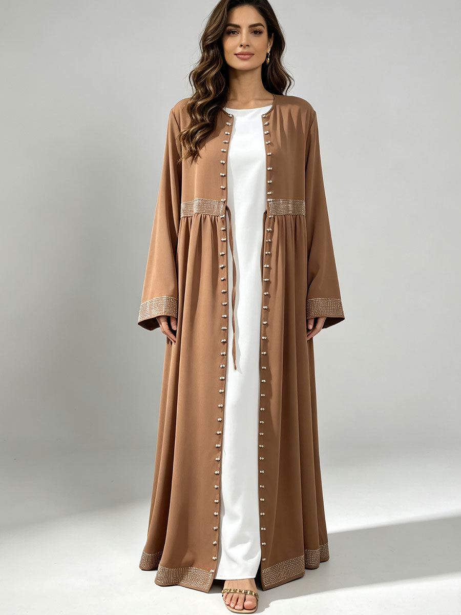 Embroidery Kaftan - Dubai Open Front Abaya Women Beaded