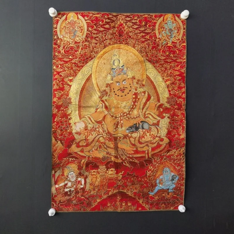 Embroidery Yellow - Tibetan Buddhism Yellow Wealth God Statue