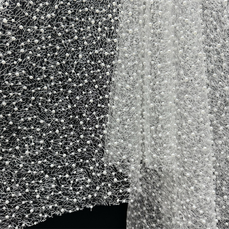 Embroidery Beads - 1Yd 130cm Wide White Irregular Pattern