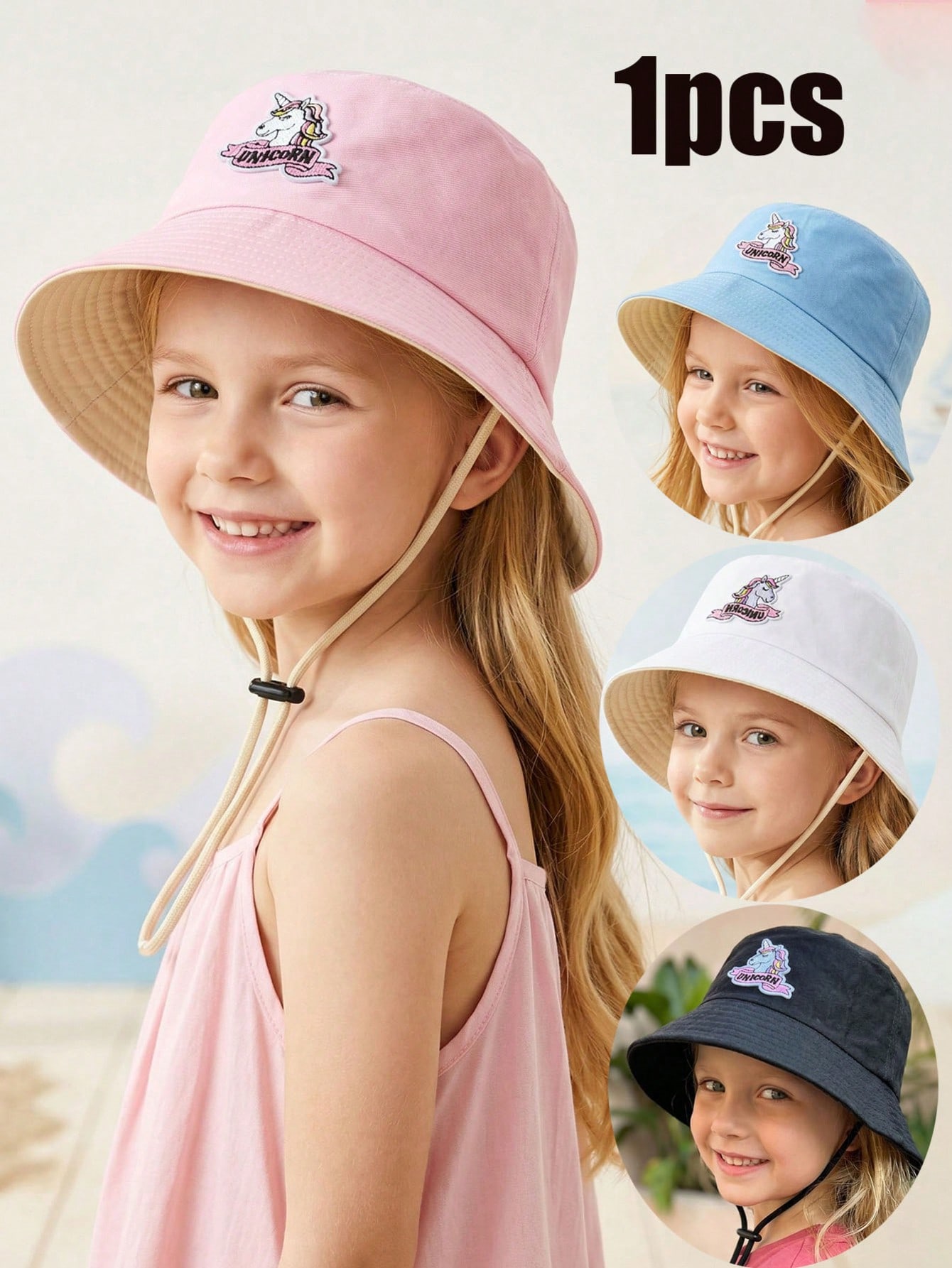 Embroidery Cap - 1pcs 2-6Y Girls Cartoon Unicorn Embroidery