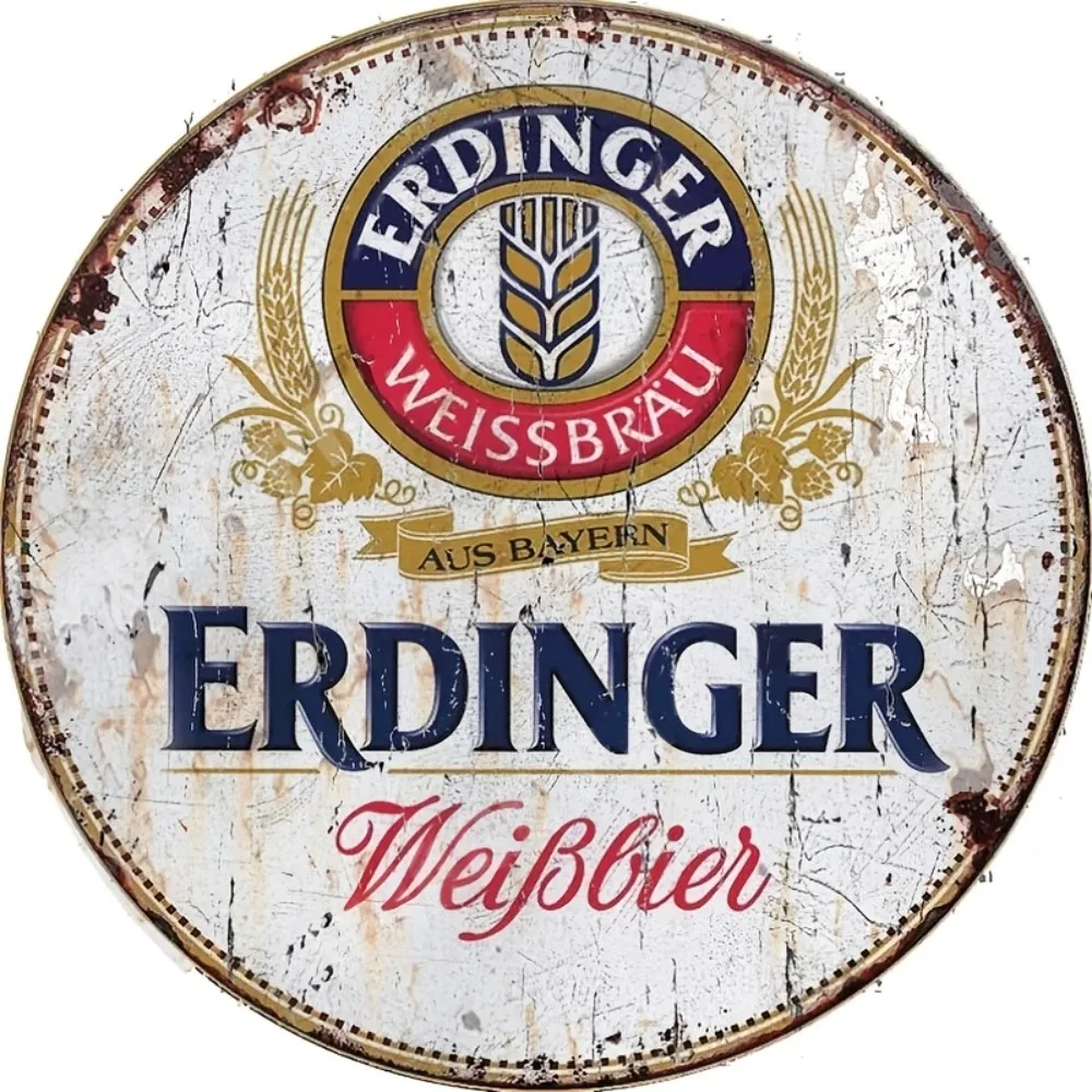 Embroidery Water - Erdinger Beer Vintage Round Aluminum Sign