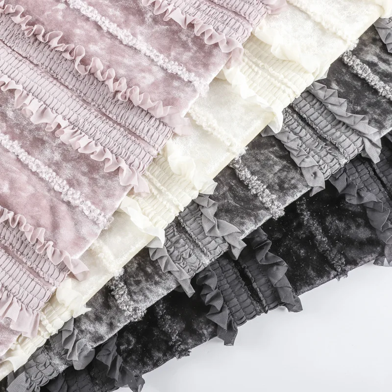 Velvet Fabric Embroidery - New velvet stretch fabric with 3D