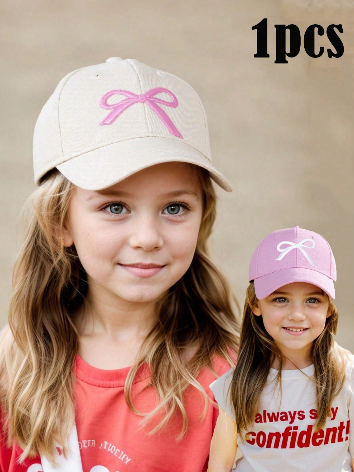 Embroidery Cap - 1Pc 3-8Y Girls Embroidery Bow Baseball