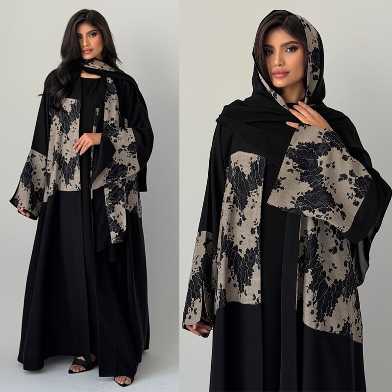 Embroidery Kaftan - Women Eid Abaya Hijab 2 Piece