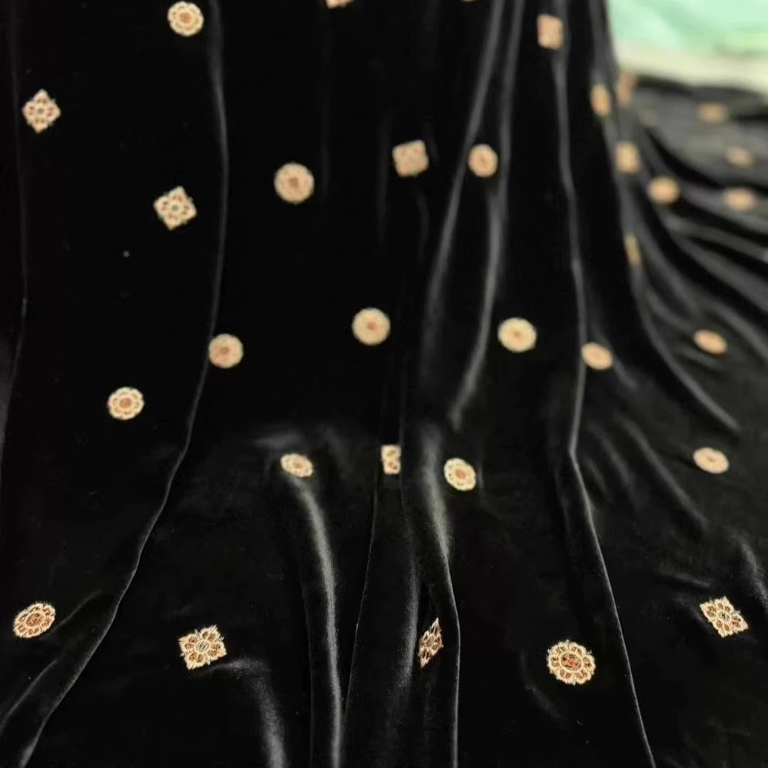 135CM Wide Black Green Embroid - огляд і ціна Velvet Fabric Embroidery