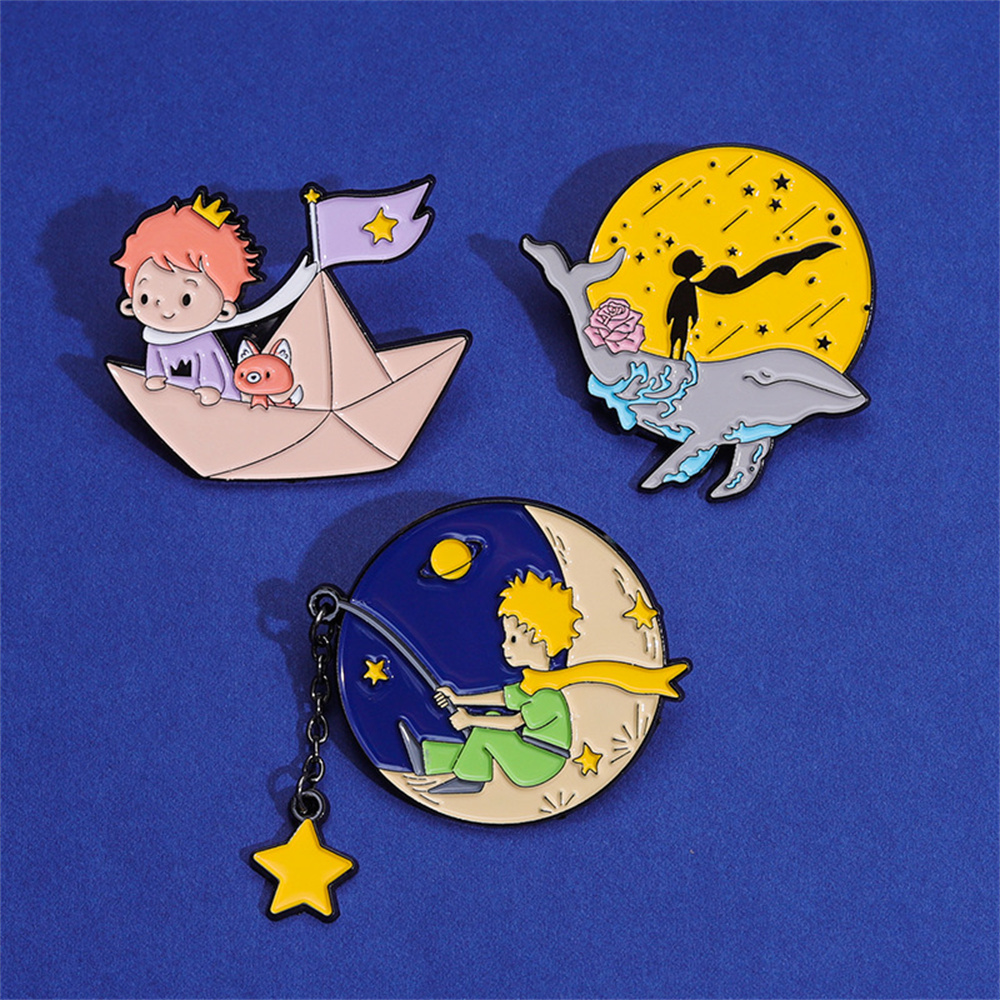 Cute Prince Fox Enamel Pins Cu - огляд і ціна Embroidery Whale