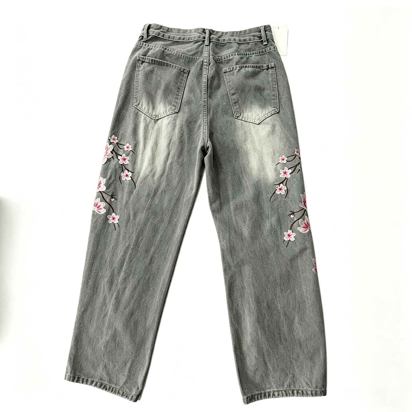 High Waist Loose Straight Leg  - огляд і ціна Embroidery Jeans Sakura