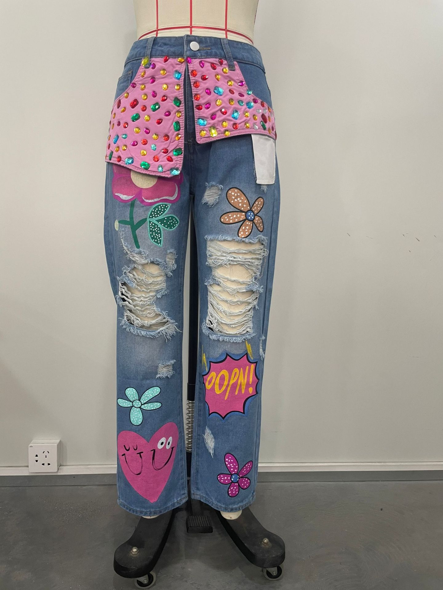 Chic Women Spring Floral Embro - огляд і ціна Embroidery Jeans Sakura