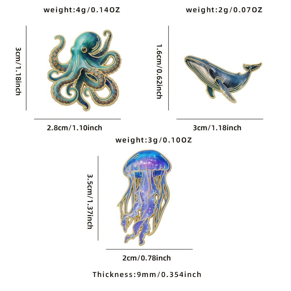 Jellyfish Octopus Whale Enamel - огляд і ціна Embroidery Whale