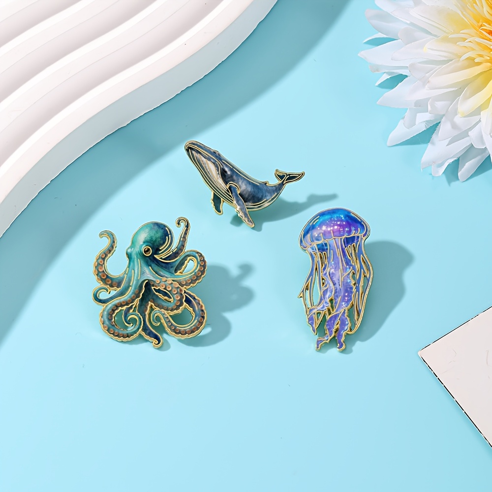 Jellyfish Octopus Whale Enamel - огляд і ціна Embroidery Whale