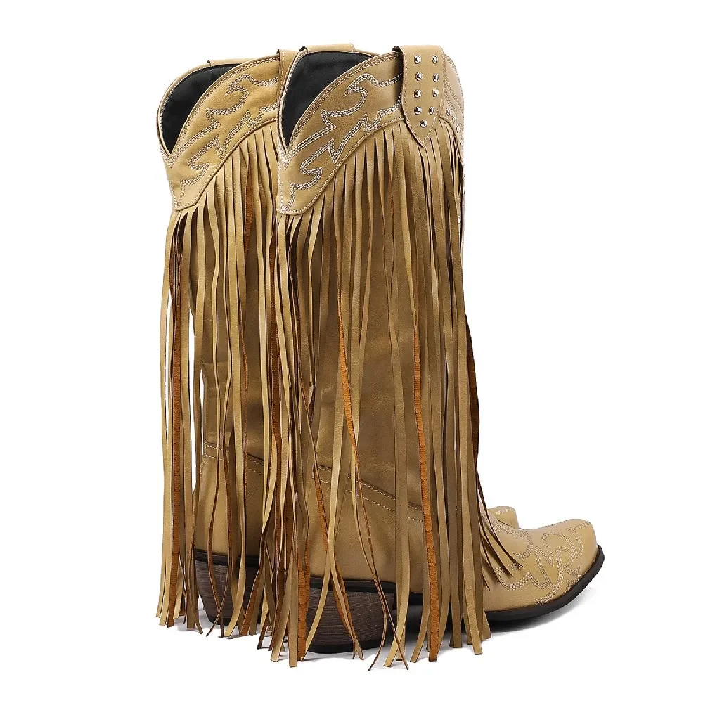 Fringe Rivet Western Women Mid - огляд і ціна Embroidery Yellow