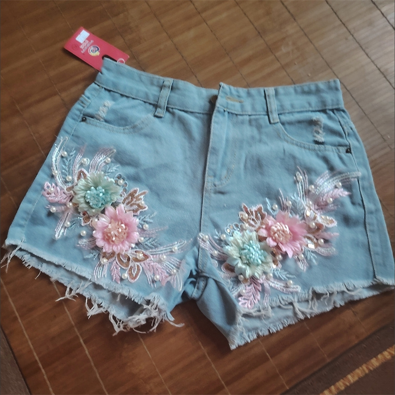 Korean Fashion Women Summer De - огляд і ціна Embroidery Jeans Sakura