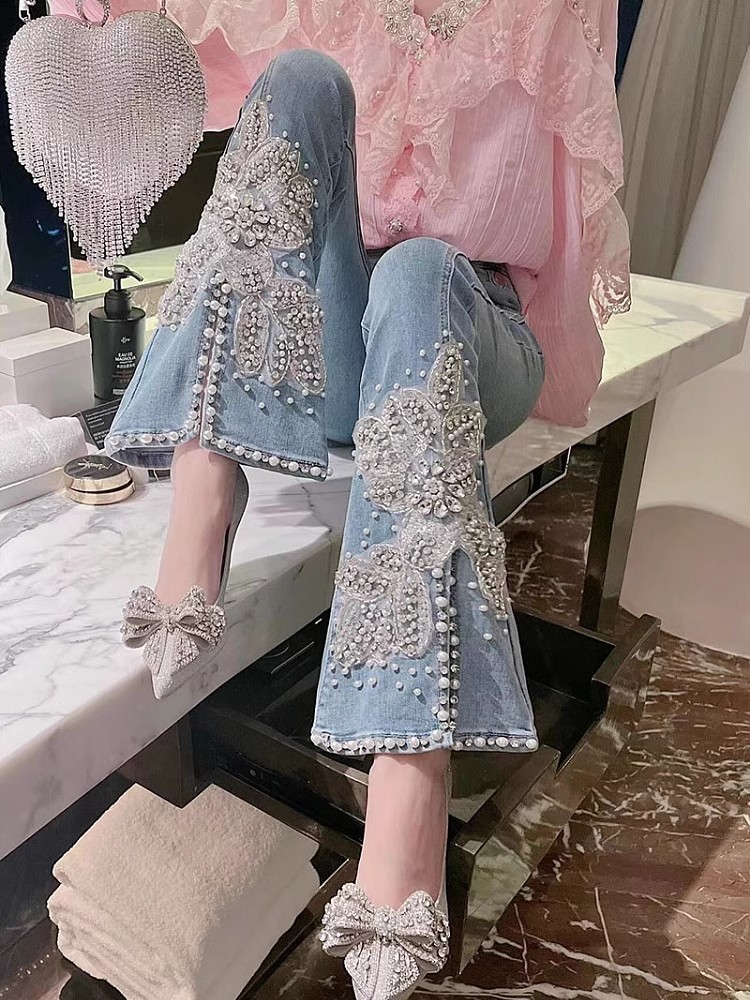 Women High Waist Jeans Floral  - огляд і ціна Embroidery Jeans Sakura