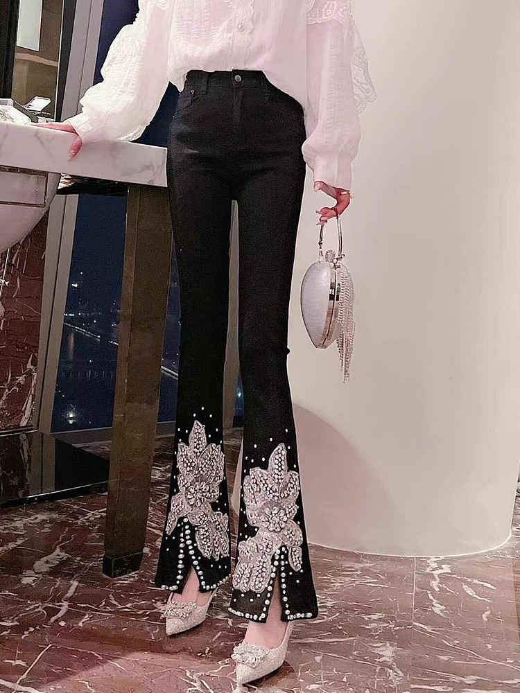 Women High Waist Jeans Floral  - огляд і ціна Embroidery Jeans Sakura