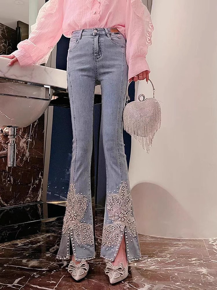 Women High Waist Jeans Floral  - огляд і ціна Embroidery Jeans Sakura