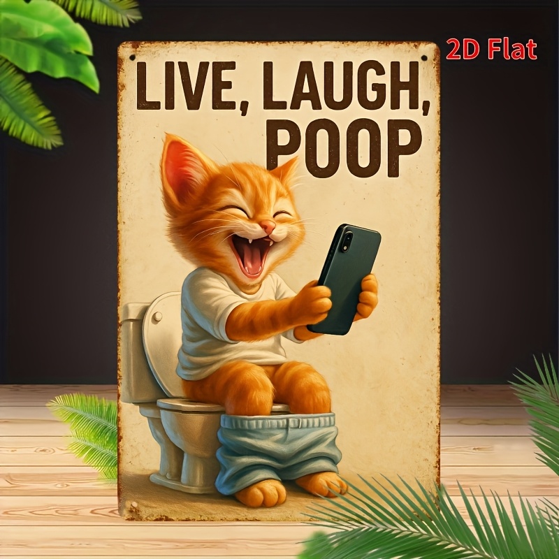 Funny Cat on Toilet Metal Wall - огляд і ціна Embroidery Water