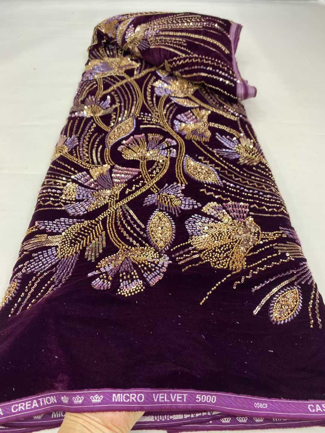 2026 New Arrival African velve - огляд і ціна Velvet Fabric Embroidery