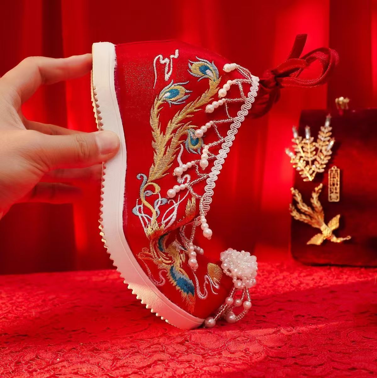 Women New Red Embroidered Wedd - огляд і ціна Embroidery Canvas