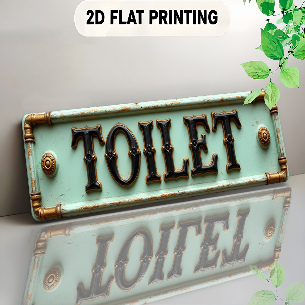 2D Flat, Vintage Toilet Sign - - огляд і ціна Embroidery Water