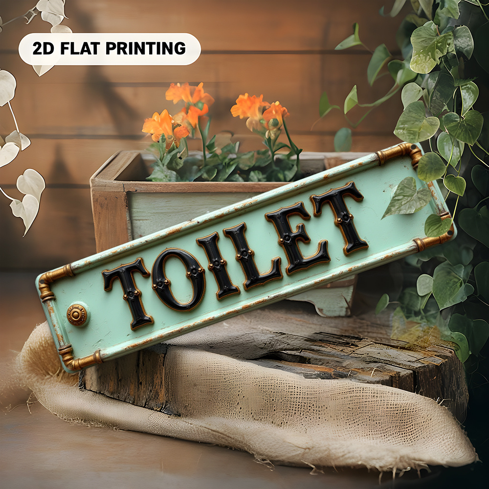 2D Flat, Vintage Toilet Sign - - огляд і ціна Embroidery Water