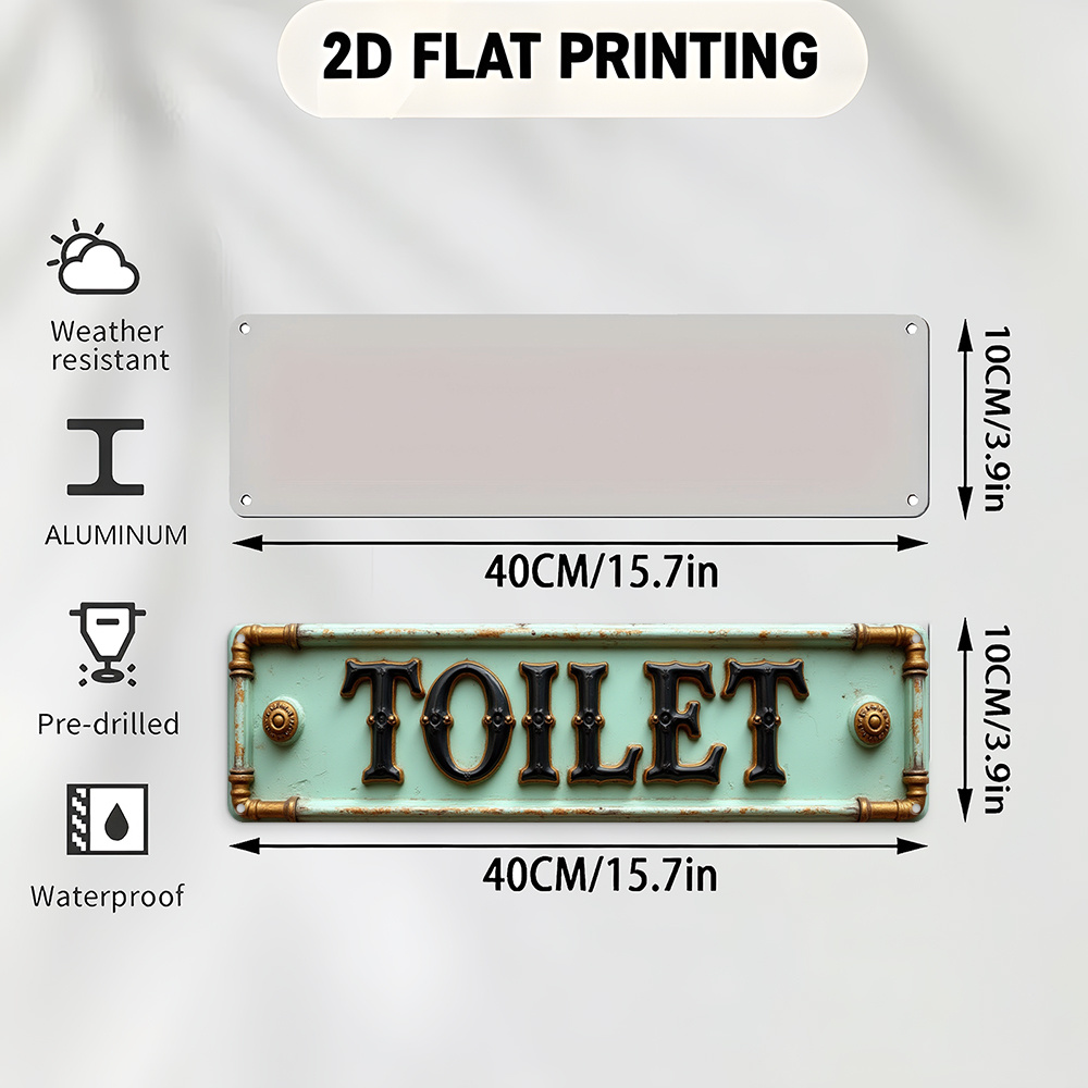 2D Flat, Vintage Toilet Sign - - огляд і ціна Embroidery Water